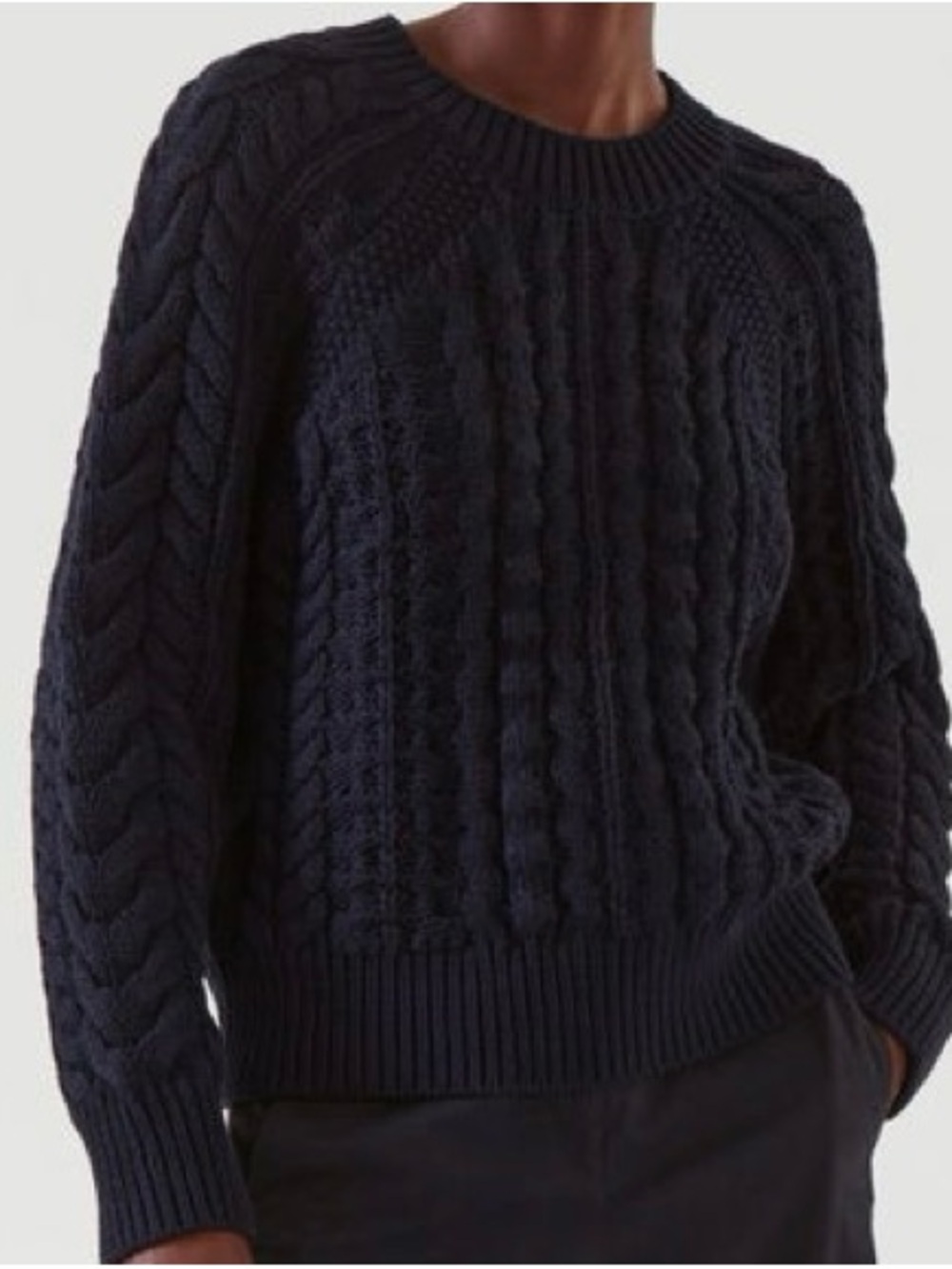 COS Cable-Knit Crewneck Sweater – Navy